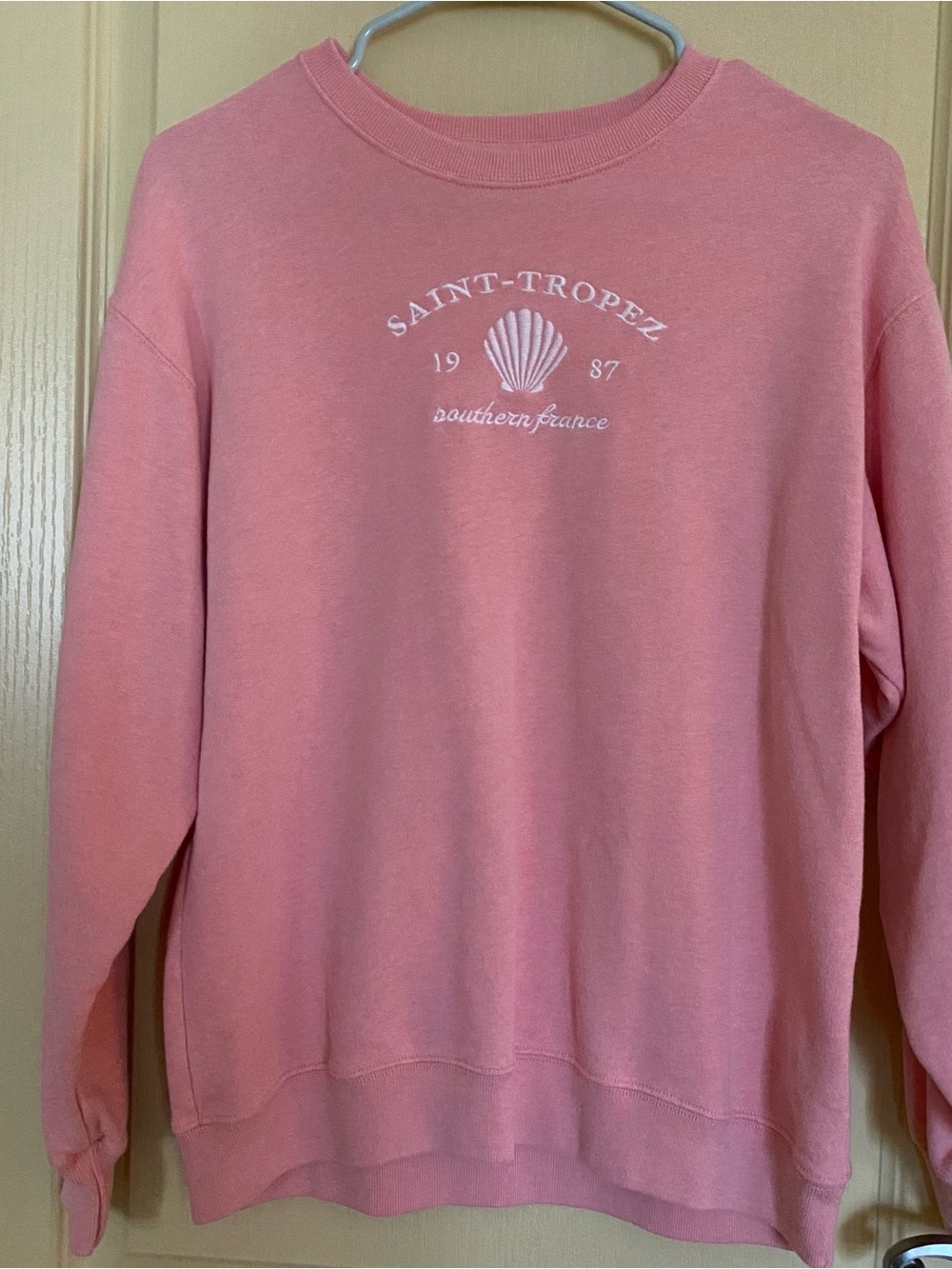 Hollister Pink Saint-Tropez Shell Crewneck French Terry Sweatshirt